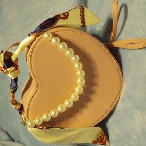 Pink leather Heart shaped bag